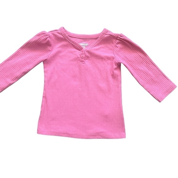 Garanimals ribbed texture tight knit top V-neck bell sleeves 2 buttons Girls 12M - Picture 2 of 7